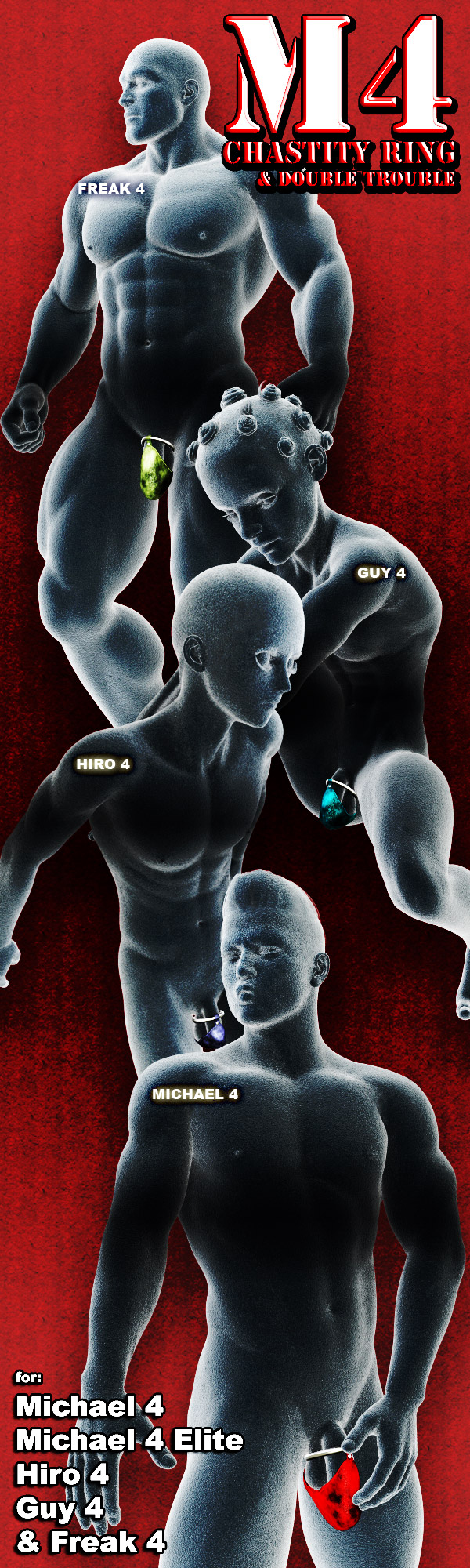 M4 Chastity Ring & Double Trouble for Michael 4.0, Michael 4.0 Elite, Hiro 4.0, Guy 4.0 & the Freak 4.0